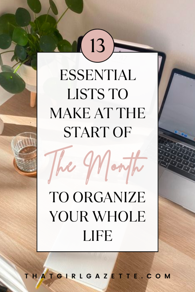 lists to make to organize your life