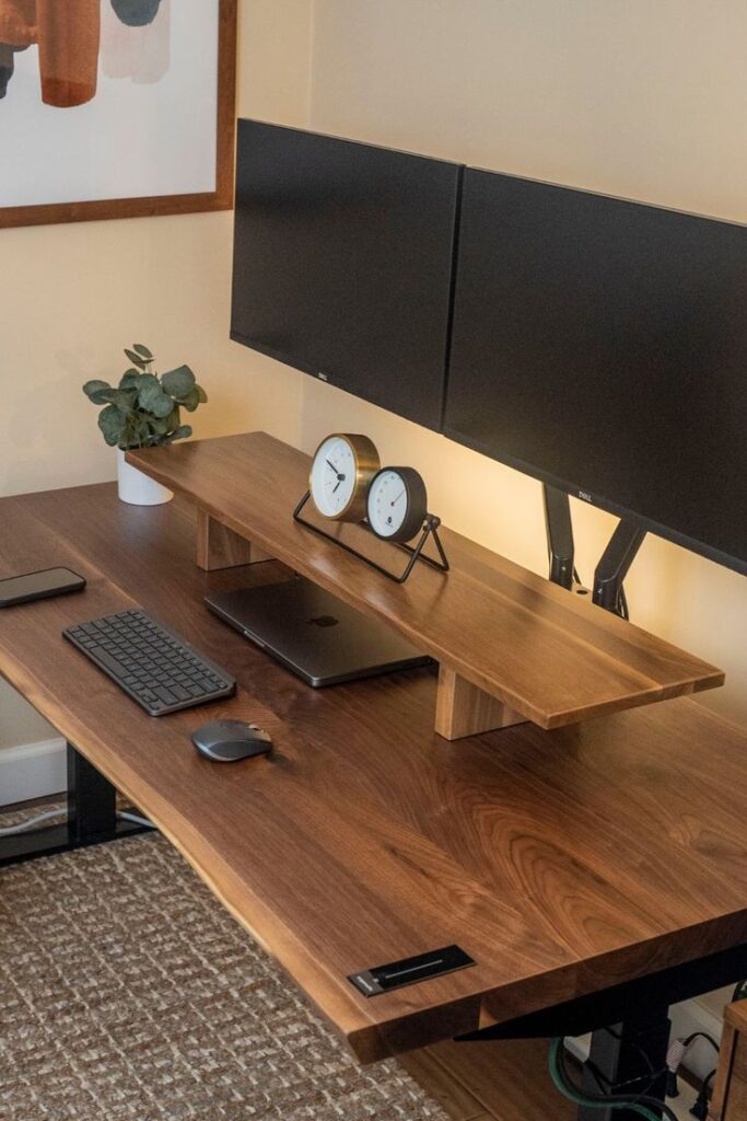 Dual monitor desk setup
